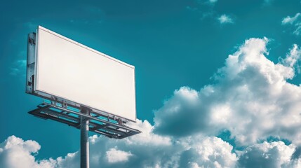 Joyful New Year Ahead: Inspirational Text Displayed on White Billboard Against a Bright Blue Sky