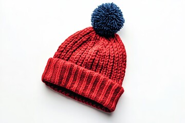 Thermal beanie with pompom isolated on white background 
