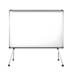 Whiteboard on easel stand, isolated on black background.