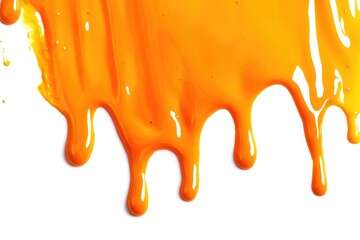 Vibrant Orange Fluid Drip on Bright White Canvas