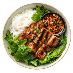 Fototapeta premium Delicious Bun Cha Vietnamese Food on transparent background.