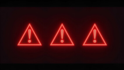 Flat Red Flashing Warning Icons with Holographic Effects for Alerts