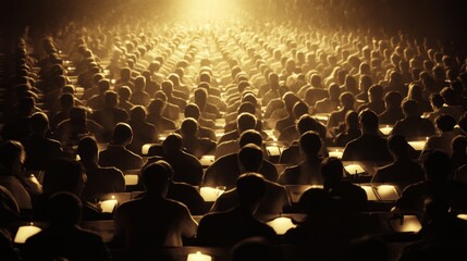Engaged Audience in Dramatic Lighting at Conference or Lecture Event