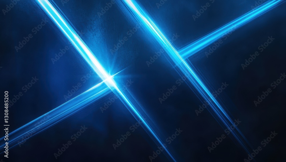 Poster bright blue light rays forming dynamic patterns on a dark background for abstract art and design pro