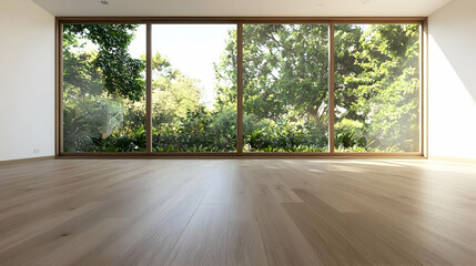 Bright and Minimalist Interior with Large Windows and Natural View