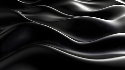 Fototapeta premium Abstract Black Metallic Waves Futuristic 3D Fluid Texture