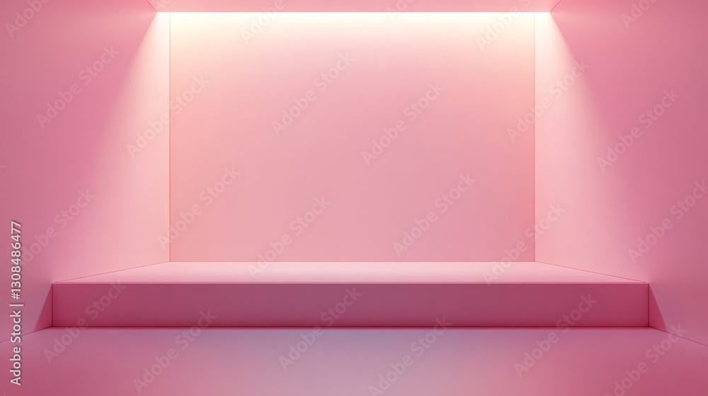 Poster minimalist pink display space with soft lighting and clean lines