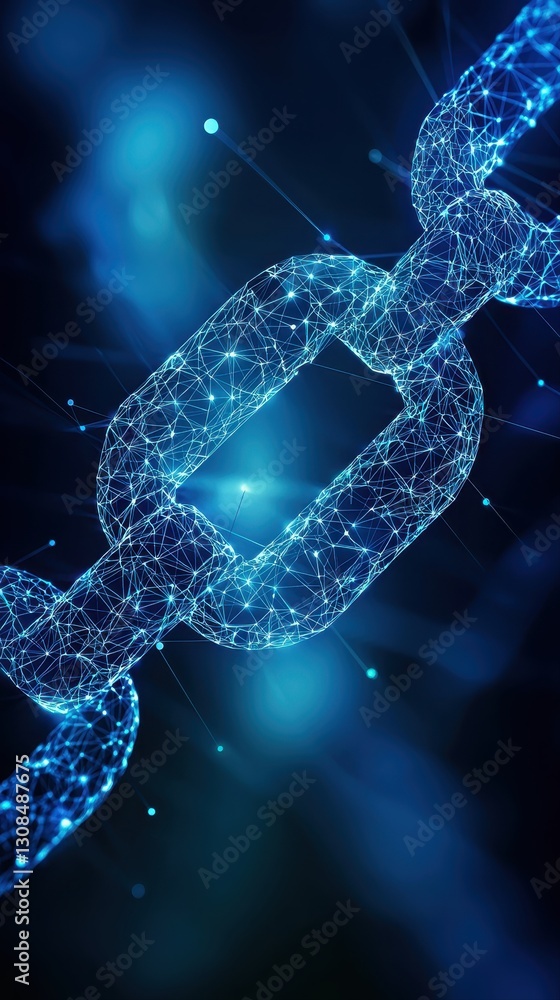 Aufkleber chain link on a vibrant blue background representing blockchain technology and business innovations 