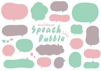 くすみピンクとグリーンの可愛いふきだしセット