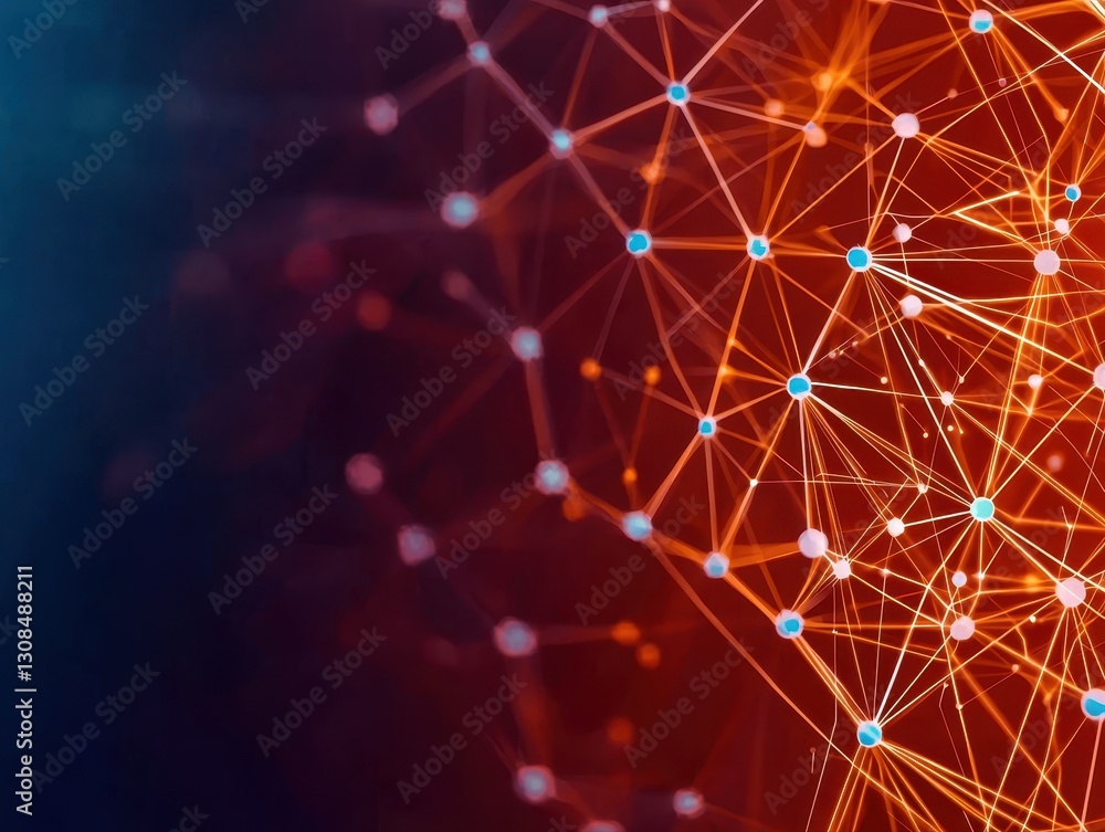 Poster a network of connected lines illustrating business and technology concepts in the realm of crypto-ba