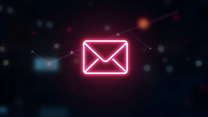 Managing Critical Email Notifications: Holographic Alert Systems with Warning Signals - Futuristic Photo Stock Concept Featuring Empty Space for Customization
