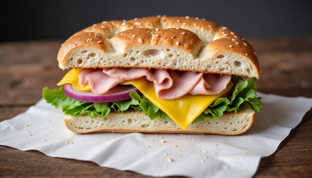 Half-Eaten Sandwich with Ham, Cheese, and Lettuce on a Napkin, illustrating food waste issues on Stop Food Waste Day