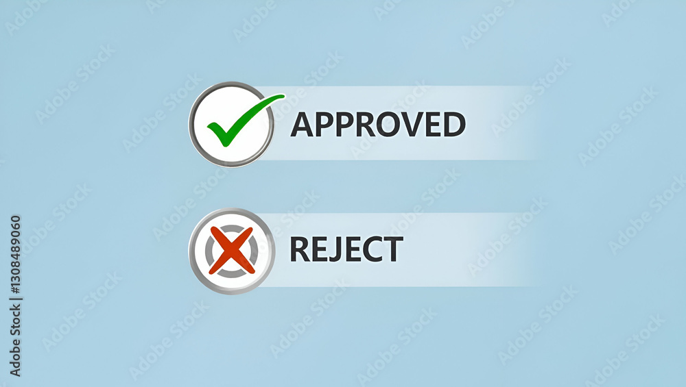 Poster digital approval system: checkmarks & cross icons for document review