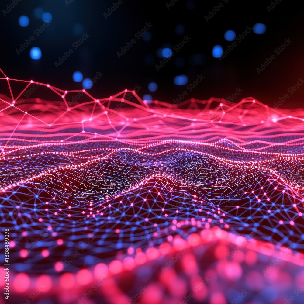 Poster a network of lines and dots creating a complex web representing interconnectivity in the metaverse a
