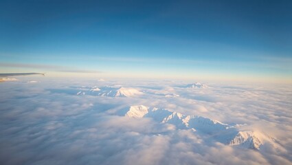 Naklejka premium sky, clouds, cloud, nature, fly, cloudscape, above, heaven, air, flying, view, aerial, blue, high, flight, horizon, white, plane, weather, atmosphere, day, cloudy, space, sun, light