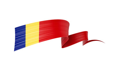 3d Flag Of Romania 3d Wavy Shiny Romania Ribbon Flag 3d Illustration