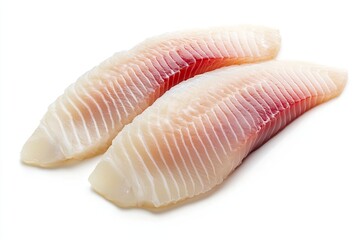 Tilapia fillet slice isolated on white background 