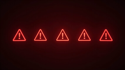 Flat Red Glowing Icons for Warning Notifications: Visualize System Alerts and Cybersecurity Issues with Cute Vector Illustrations for Smart Business Solutions
