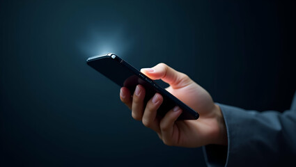 Hand Holding a Glowing Scam Alert Notification on Smartphone: A Visual Representation of Fraud Detection and Cybersecurity Awareness in Stock Photo with Empty Space for Customization