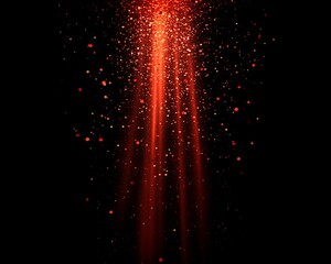 Red Particles Streaking Down Black Background