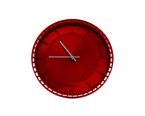 Modern Sleek Vibrant Red Wall Clock Ten Forty Five 10:45 For Modern Interiors 3D Illustration