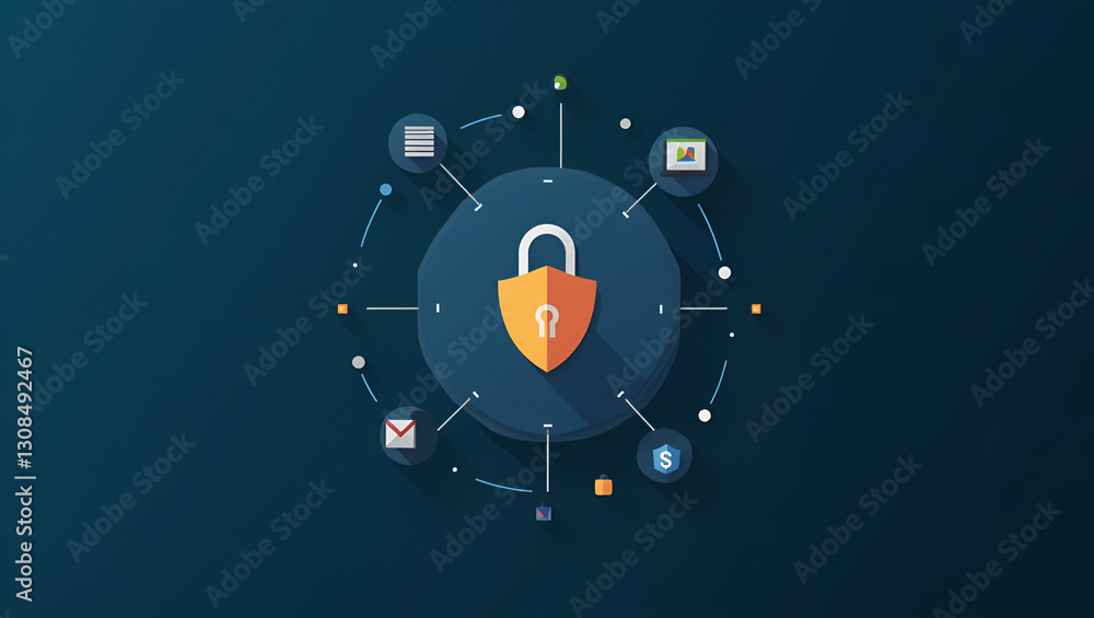 Aufkleber flat floating public key infrastructure (pki) icons: cute vector illustrations for data encryption a