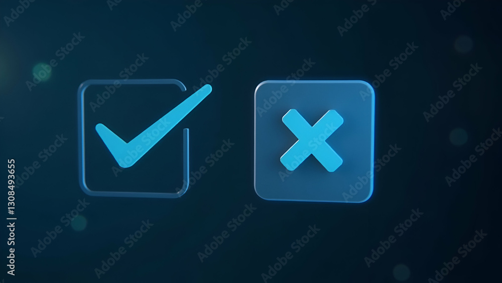 Poster interactive floating checkmark and cross options for task decision making in digital interfaces - ph