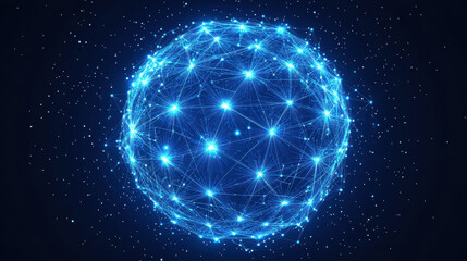 Obraz premium Blue network sphere in space