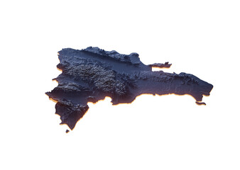 Illuminated Dominican Republic Data Map Highlighting Geographical Feature Neon Light 3D Illustration
