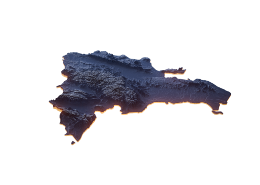 Illuminated Dominican Republic Data Map Highlighting Geographical Feature Neon Light 3D Illustration