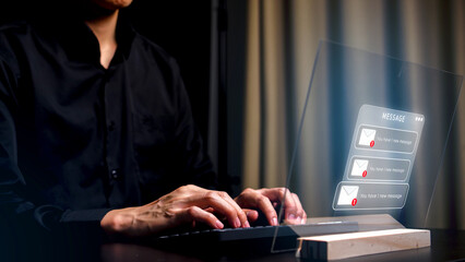 While typing a response, a message with the image of an open envelope popped up as a warning