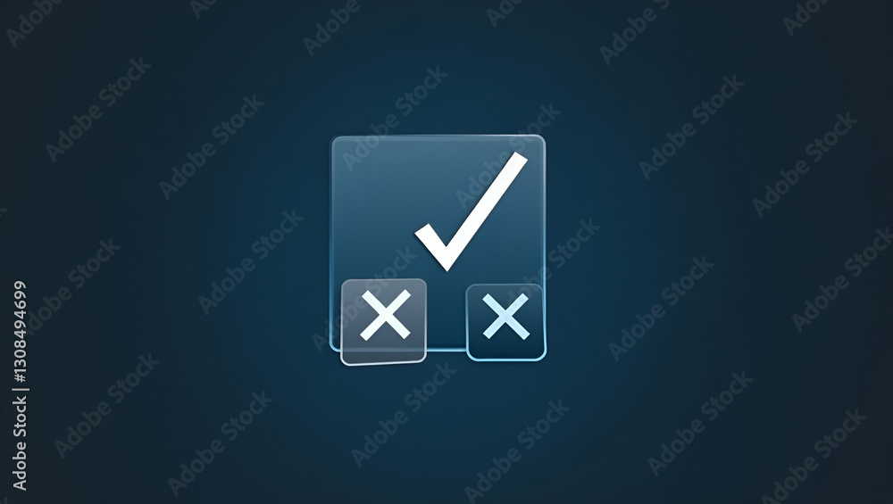 Poster interactive floating checkmark and cross options for task decision making in digital interfaces