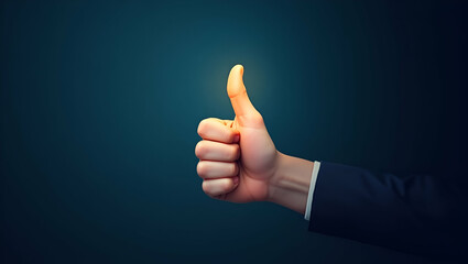 Flat Glowing Hand Icon: Digital Thumbs Up for User Approval