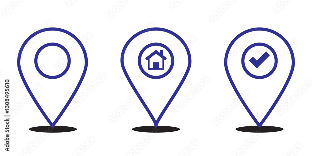 Poster set of location pin icons. location pin place marker. location icon. map marker pointer icon set. mo