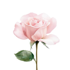 A stunningly vibrant pink rose captured in full bloom, showcasing its intricate petals and lush green leaves against a smooth black background, embodying beauty and elegance in nature.