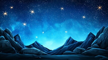 Fototapeta premium Breathtaking mountain landscape under a starry sky with glowing stars and a sense of wonder