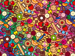 果物、スイーツ集合、柄 B