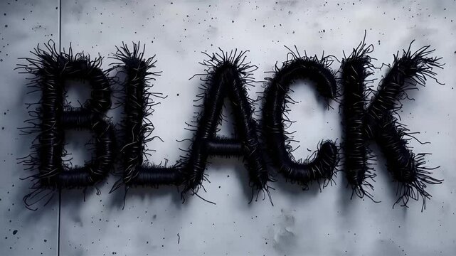 Word black made out of little black tentacles, black mold concept, dark and eerie design
