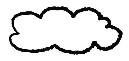 Hand drawn crayon outline of cloud for day time, summer break, sticker, picnic, park, beach vibe, icon, cute patch, hot season, warm weather, temperature, earth, nature, garden, kid colouring book