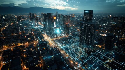 Fototapeta premium Intermittent wi-fi has resulted in only the lower part of the AI landscape being colored, real. with wi-fi icon.