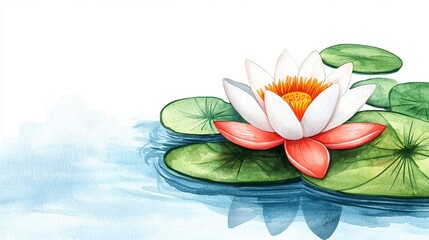 Beautiful water lily blooming gracefully on the surface of a tranquil pond surrounded by nature