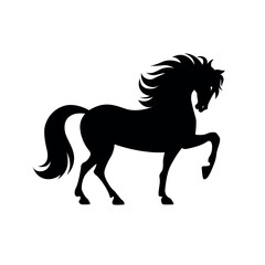 Dynamic wild horse silhouette. Black equine vector best for icon, logo and symbol design.