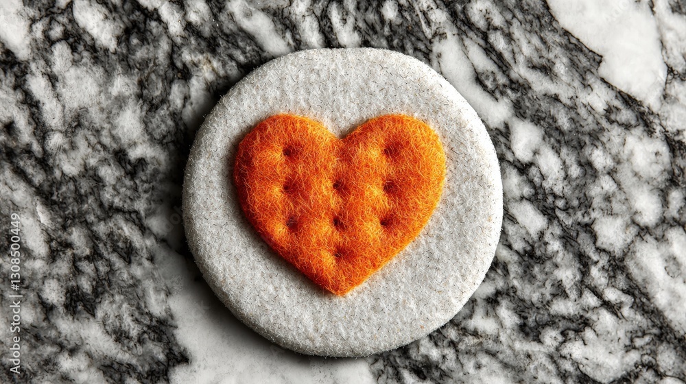Poster a heart shape beautifully set on a polished marble surface creating a striking and elegant presentat