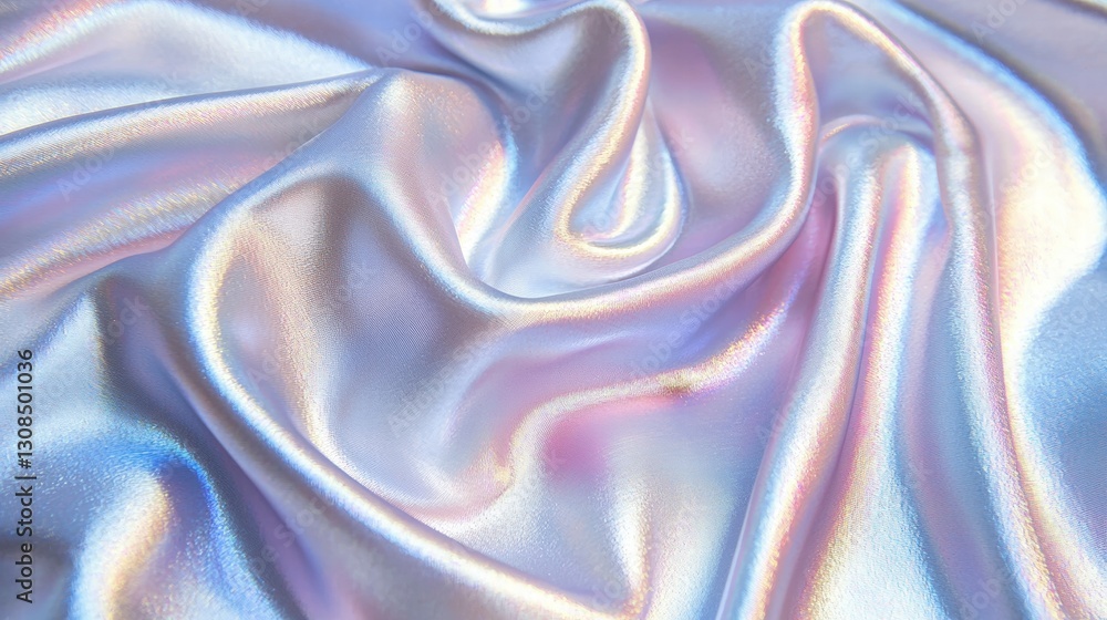 Poster shiny silver fabric with a reflective surface creating a luxurious and glamorous visual effect