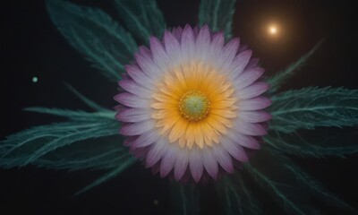 Romantic Lotus Flower with Water Drops on Black Background