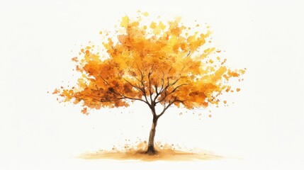 Watercolor hand drawn of autumn trees,red maple tree on white background,hand drawn watercolor vector illustration,Autumn forest path,red orange foliage in fall forest.