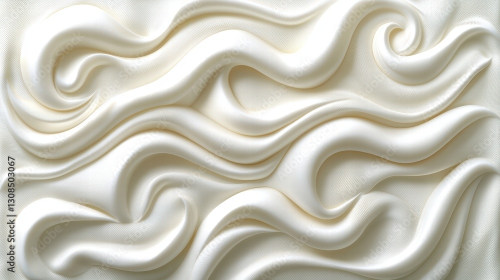 Poster fluid white substance pouring into a container creating ripples and waves in the surface layer