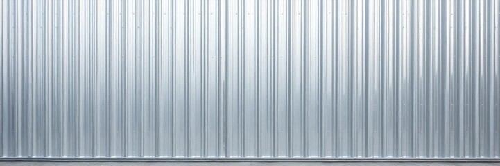 Silver metallic corrugated wall Strong vertical lines, textured surface , panel, pattern, architecture