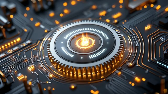 Dynamic circuit board technology visualization digital environment graphic design futuristic setting macro view concept of innovation and connectivity