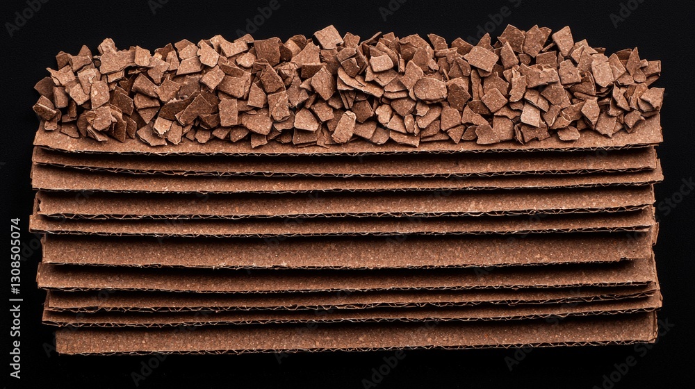 Poster stack of chocolate chips piled high showcasing their rich texture and color ideal for culinary use